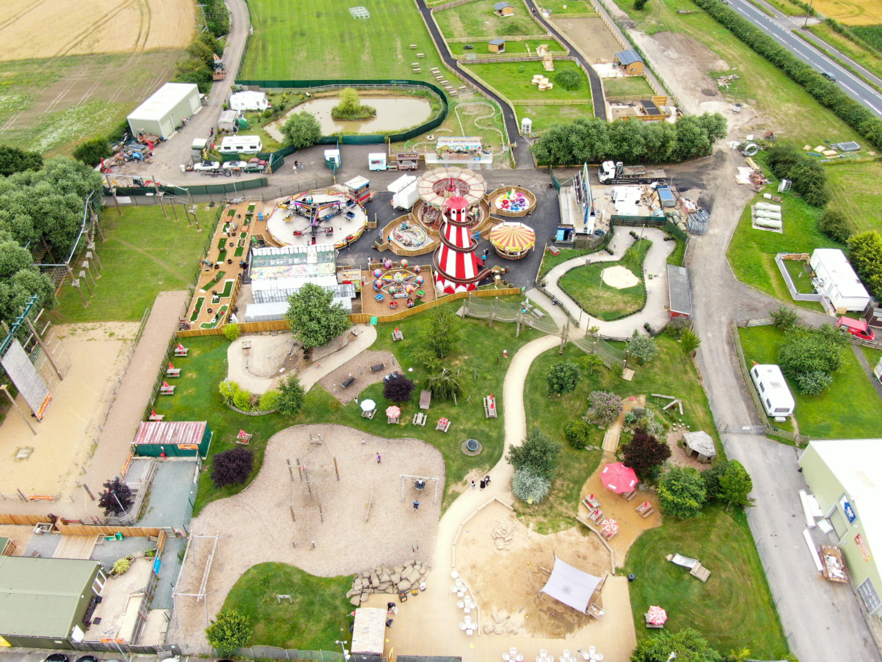 A drone shot of Web Adventure Park in York