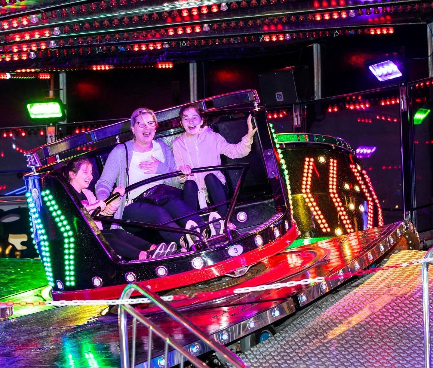 Family enjoying a ride at Harrogate Indoor Funfair